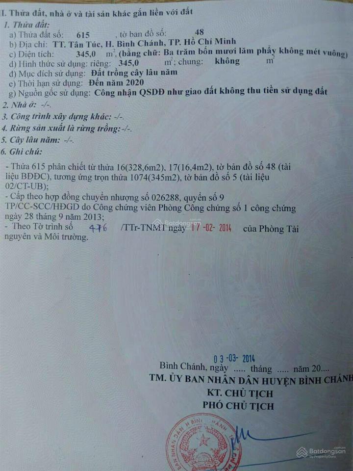 Nhà vườn 420m2, đường xe hơi, thị trấn tân túc, bình chánh