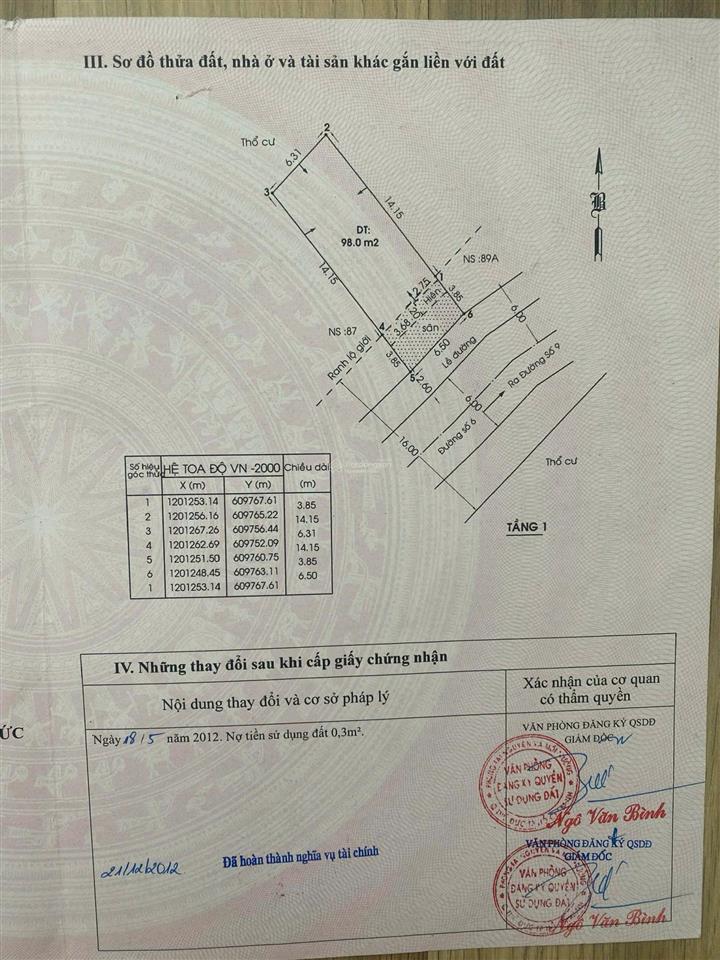 Chính chủ cần bán gấp mặt tiền 6,5mx18m giá chỉ 12,5 tỷ   931893456 anh tài