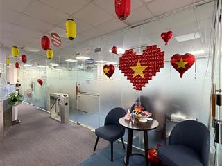 Cho thuê sàn văn phòng. diện tích 220m2, mặt tiền rộng, view hồ. đủ nội thất vách, điều hòa.