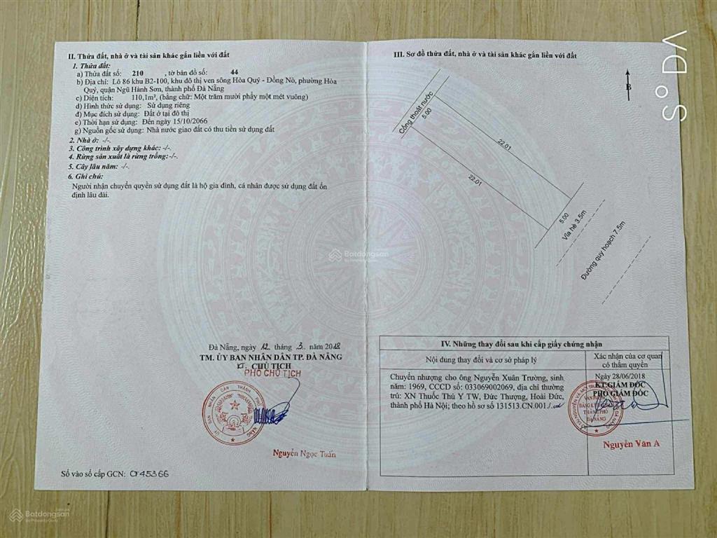 Chính chủ bán lô b2.100 hói kiểng 27 đông nam sạch, gần sông, gần biển, gần tttp đn
