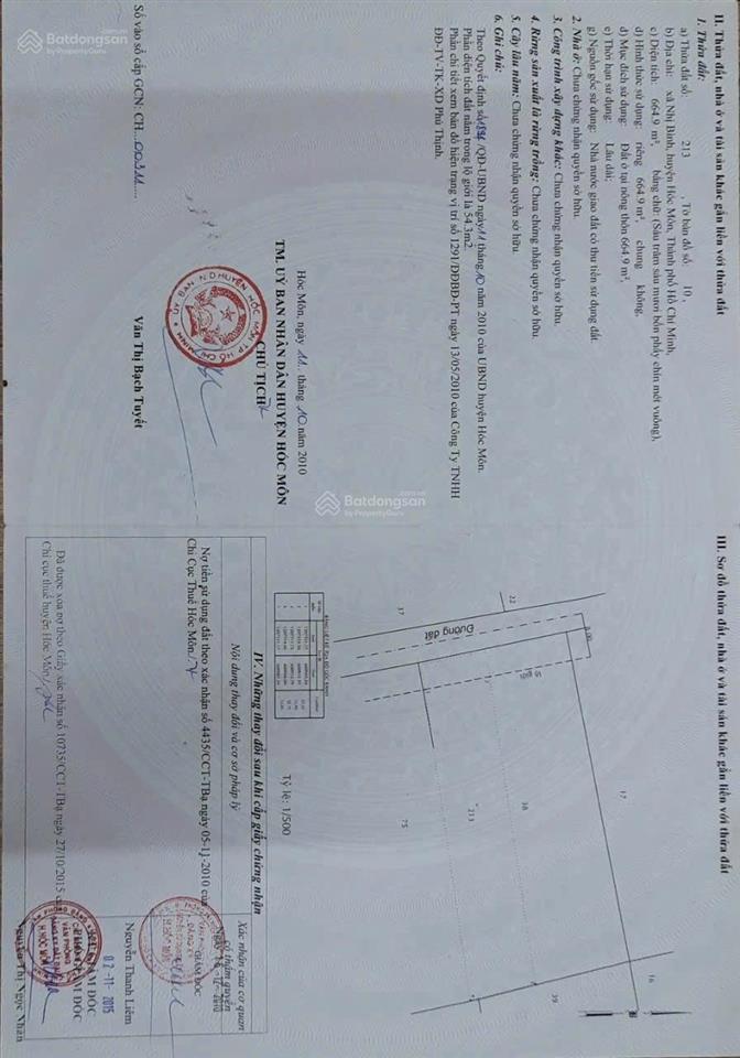 Bán đất mt đg nhị bình 9 dt (12x55m) 665m tc đg thông vịtrí đẹp, dân ở đông khu vực đg phát triển