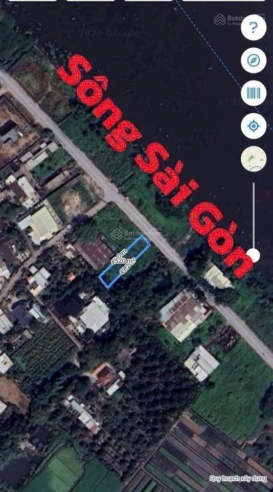 Bán đất mt sông sài gòn dt 10m nở hậu (11x49m) 520m2 thổ cư. vị trí đẹp. giao thông thuận lợi