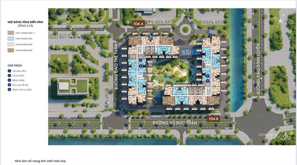 Bán chung cư long biên central, 9,4 tỷ, 76,8m2, 2pn, 2wc  căn hộ view nội khu hướng đông nam