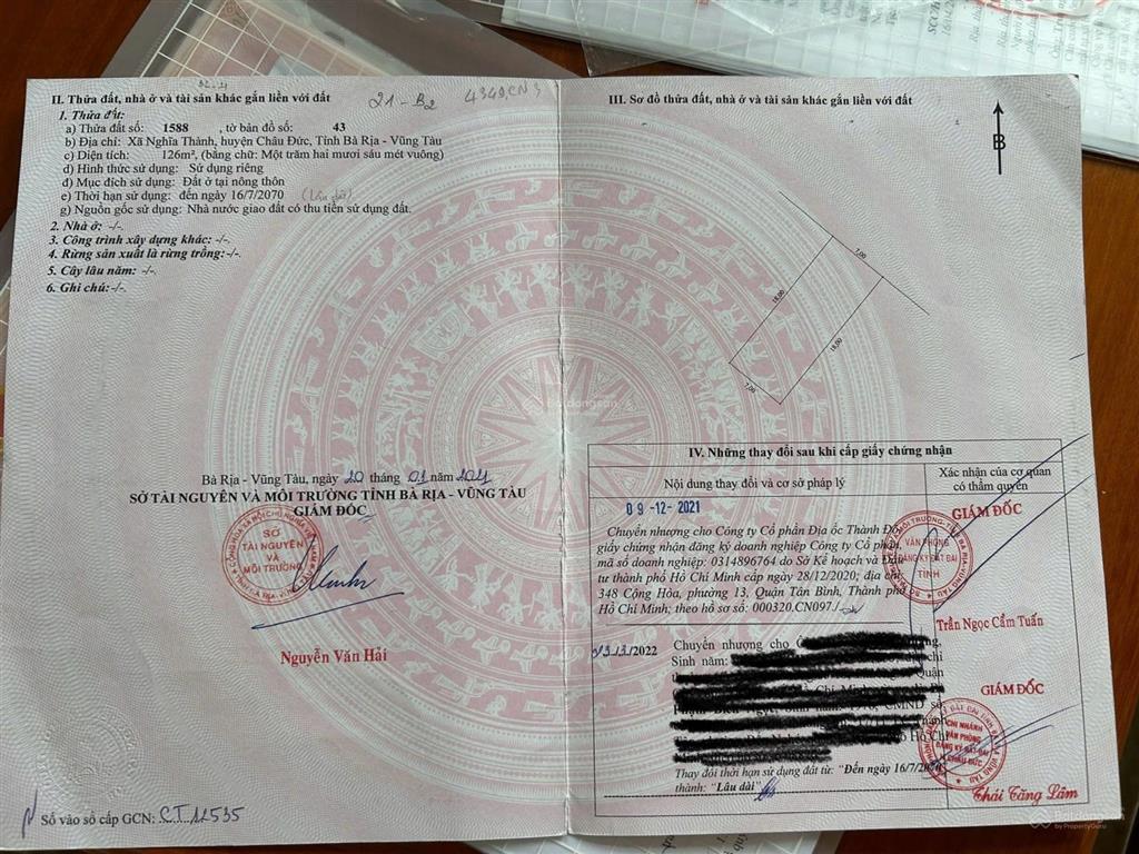 Bán 2 lô đất sổ hồng riêng, dt 7m x 18m, tp bà rịa, tỉnh bà rịa  vũng tàu