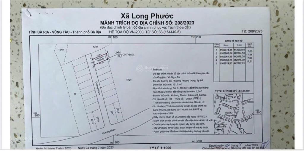 Bán 2 lô đất sổ hồng riêng, dt 7m x 18m, tp bà rịa, tỉnh bà rịa  vũng tàu