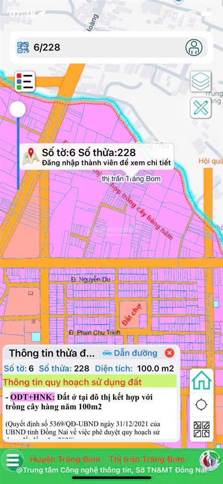 Chính chủ bán 100m2 đối diện chợ thị trấn trảng bom giá rẻ 1tỷ5 đường nhựa 7m