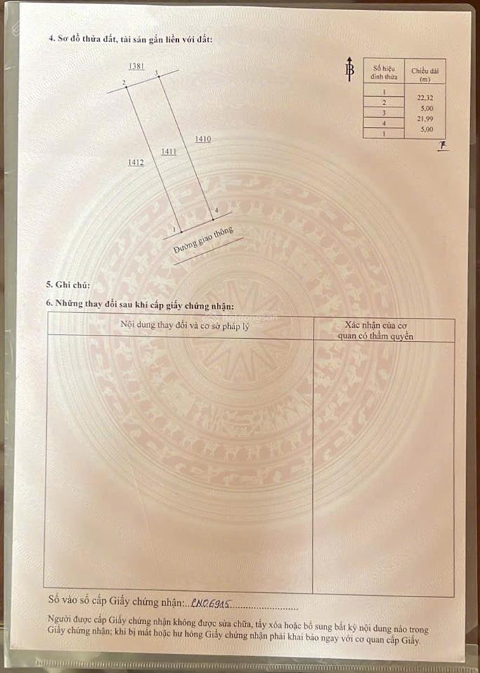 Chính chủ bán gấp lô đất 5x22m thổ cư 100% ngay gần chợ, ubnd xã giang điền, giá rẻ 850tr