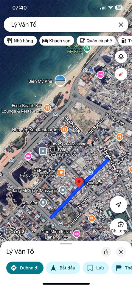 Bán lô đất đường lý văn tố ngay phố hàn du lịch biển mỹ khê dt 110m2 ngang 5m , xd cực đẹp