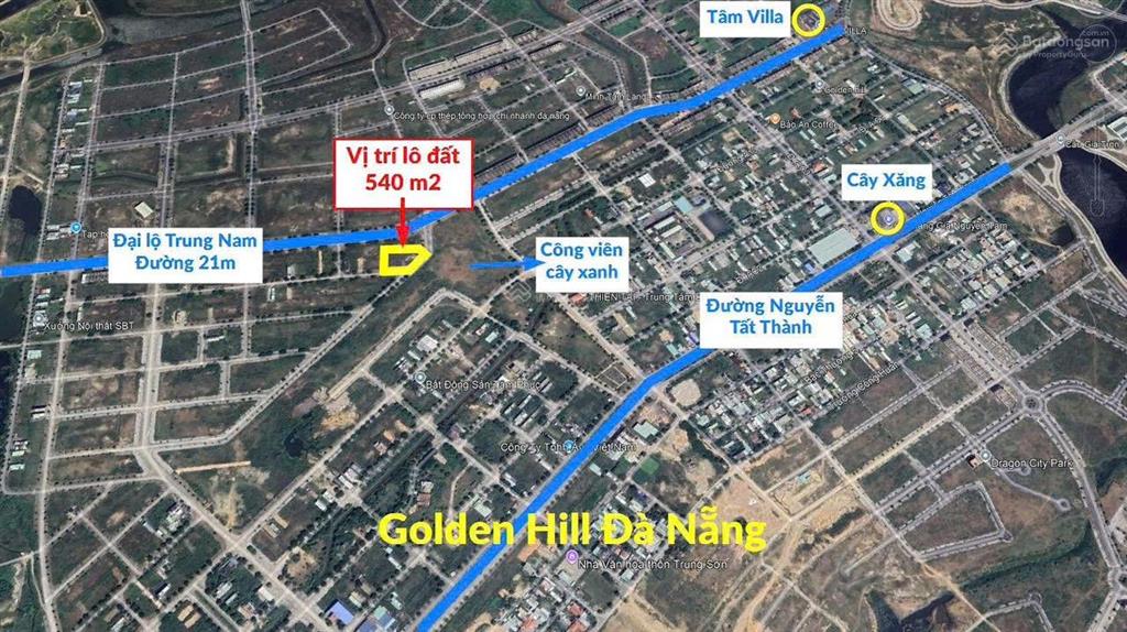 Bán lô góc 2mt khu đô thị golden hill, liên chiểu dt khủng 540m2 giá cực rẻ chỉ 22tr/m2