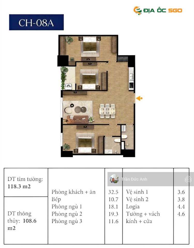 Bluegem tower pháp vân 6,8 tỷ, căn 3 ngủ 108,6 m2 vị trí siêu đắc địa
