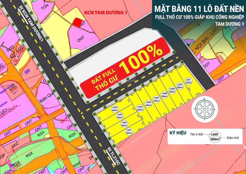 Ra hàng 11 lô ba bước chân tới khu công nghiệp tam dương đang quy hoạch, khẩn trương mua là thắng