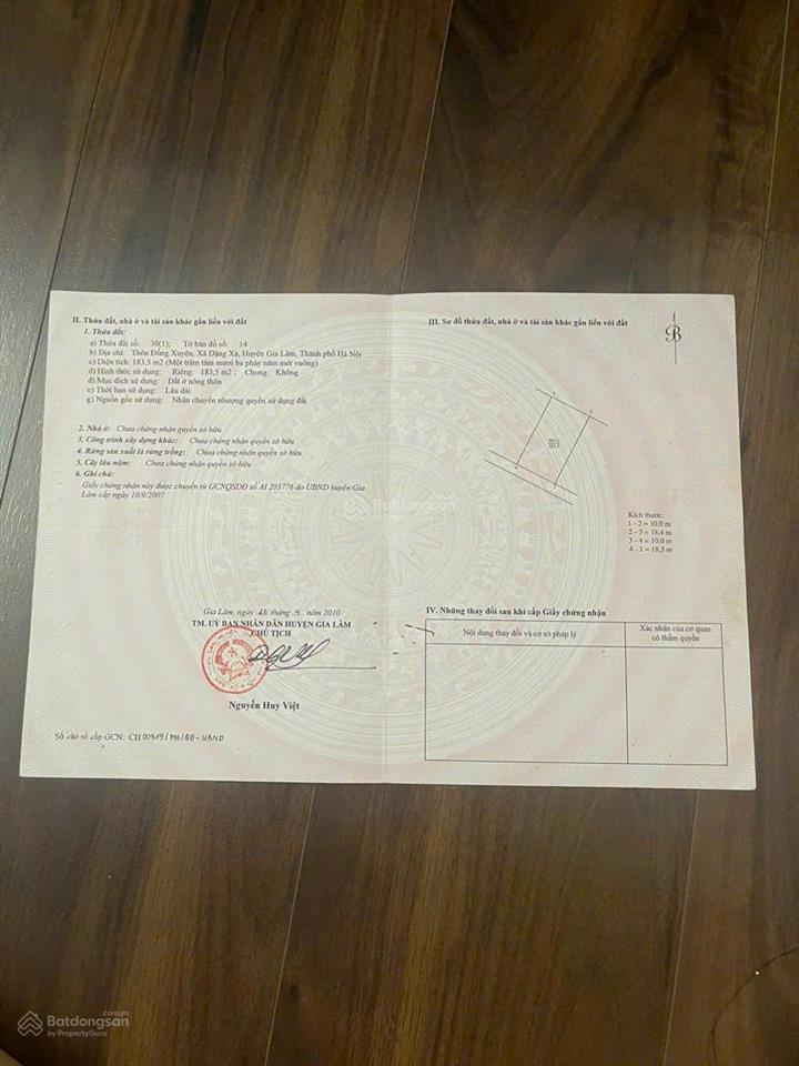 Gia đình cần bán nhà riêng thôn đổng xuyên, gia lâm 183.5m2, đất vuông, sân rộng, có thể chia đôi