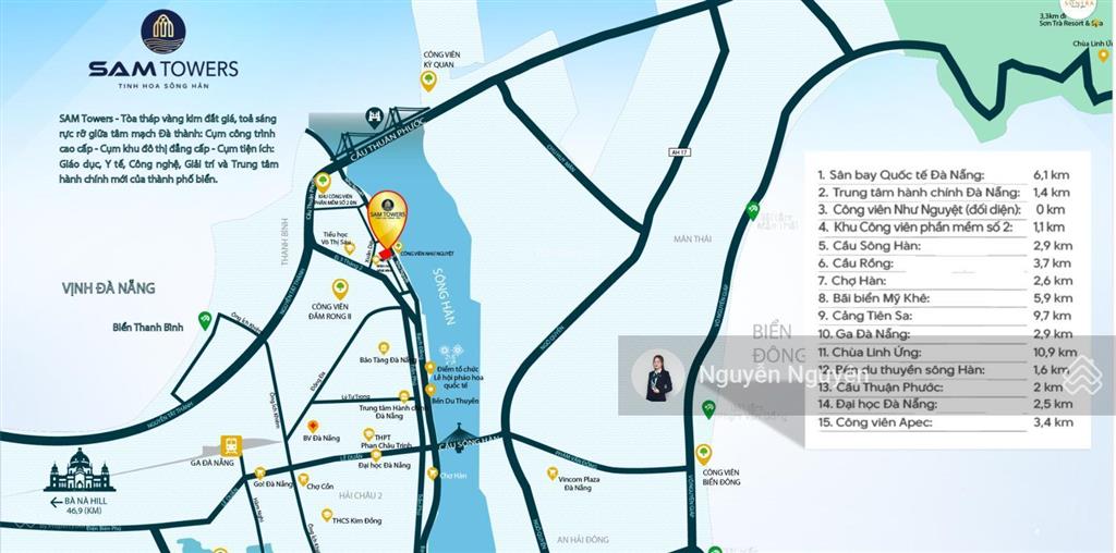 Căn hộ 2pn sam towers trực diện sông hàn đà nẵng, cam kết lợi nhuận 300 triệu/năm + ưu đãi t9/2025
