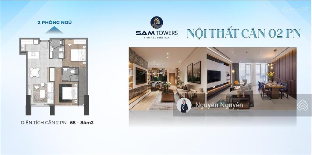 Căn hộ 2pn sam towers trực diện sông hàn đà nẵng, cam kết lợi nhuận 300 triệu/năm + ưu đãi t9/2025