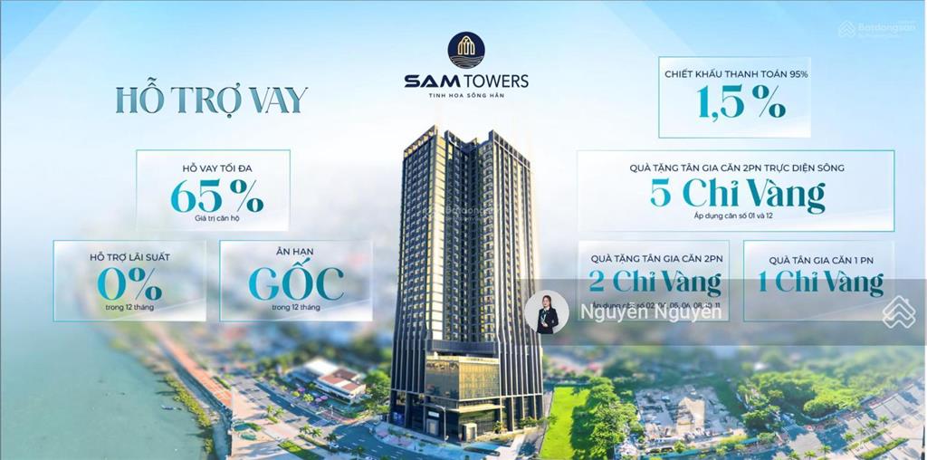 Căn hộ 2pn sam towers trực diện sông hàn đà nẵng, cam kết lợi nhuận 300 triệu/năm + ưu đãi t9/2025