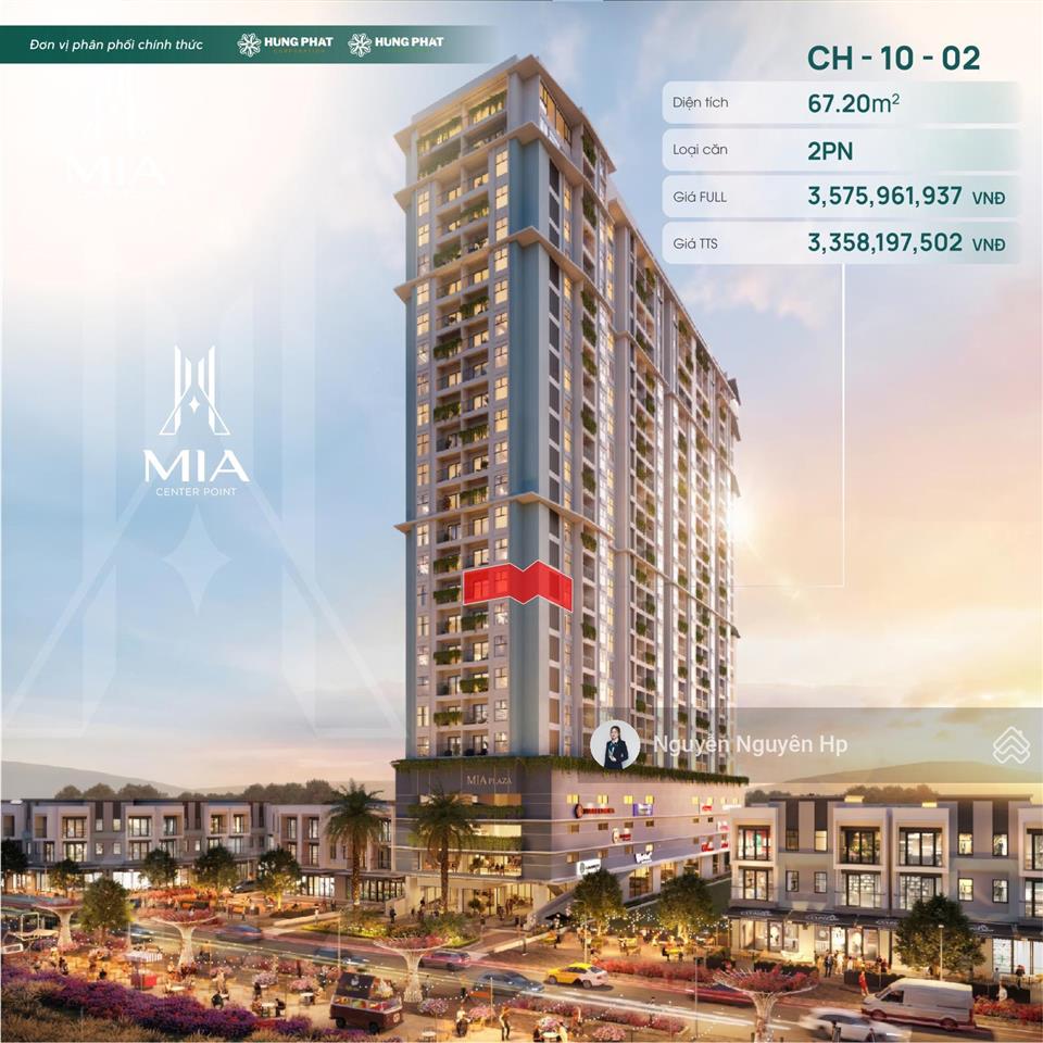 Mia center point căn góc 2pn mặt tiền, bàn giao full nội thất liền tường, chiết khấu lên đến 6%