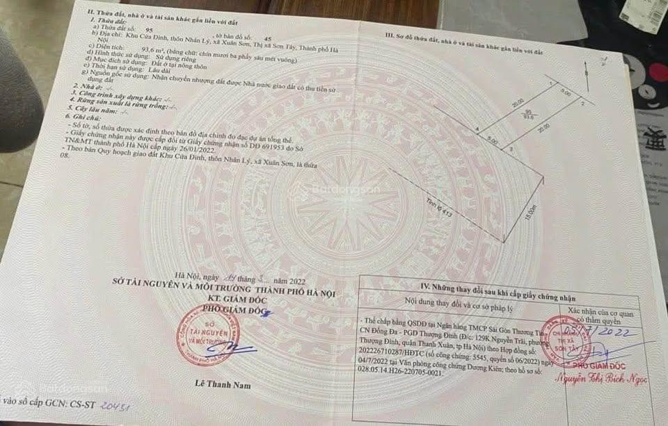 Bán nhanh lô đất siêu đẹp tại nhân lý  xuân sơn  sơn tây, hà nội