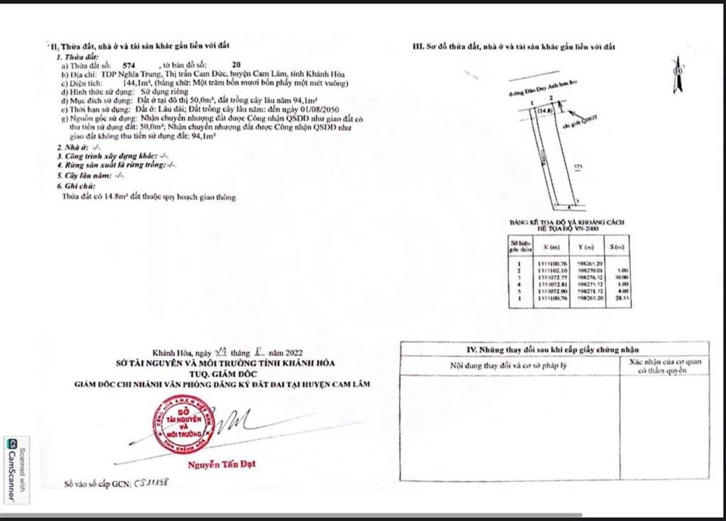 Bán lô đất đường đào duy anh  tt cam đức  cam lâm  khánh hoà