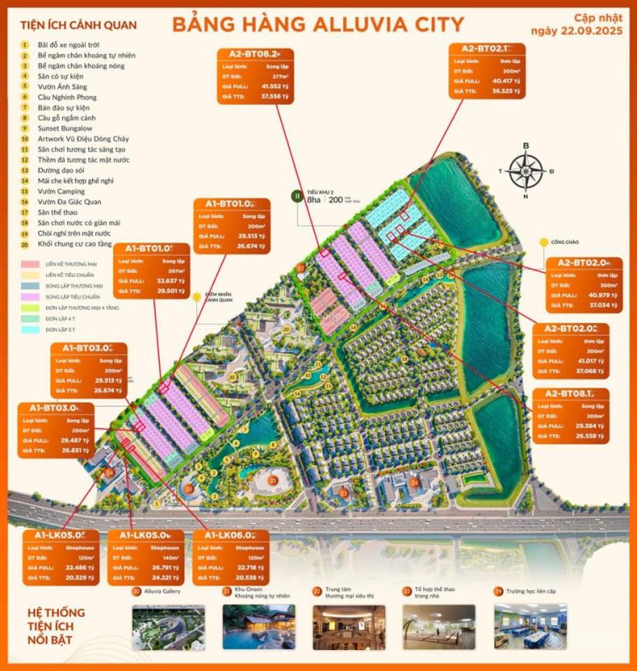 Giá chi tiết từng căn liền kề biệt thự vị trí đẹp đối diện khu onsen và trường học ở alluvia city