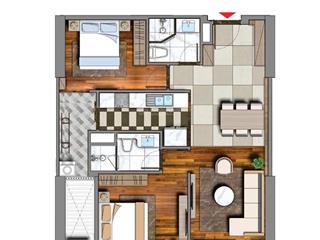 7,15tỷ căn hộ 2 phòng ngủ 73.3m2 trục 14 tầng trung đẹp 107 viha, đông nam. full nội thất. lot ô tô