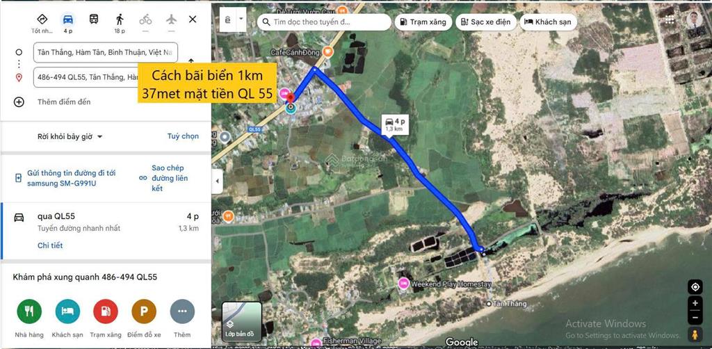 Mặt tiền quốc lộ 55 biển hàm tân, ngân hàng thanh lý