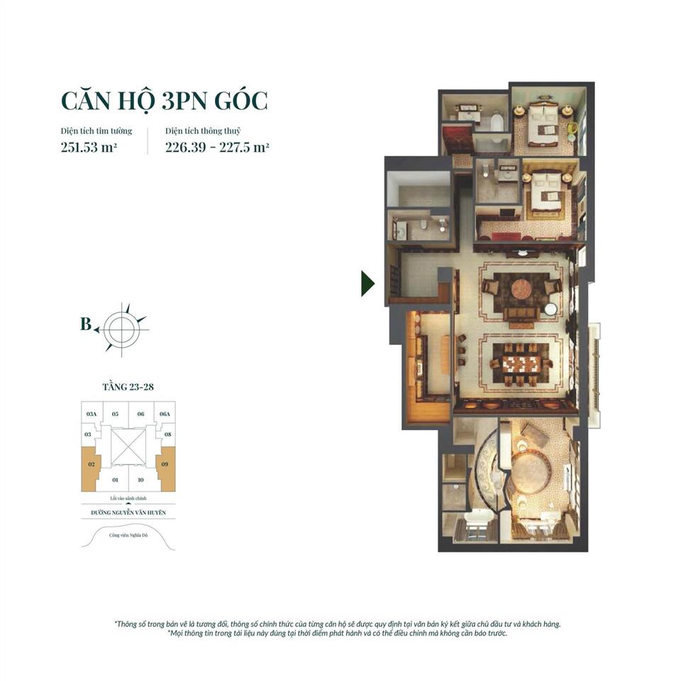 Cc thiết kế độc bản cho giới tinh hoa hn signature 3pn, hướng nam mát mẻ, 151tr/m2