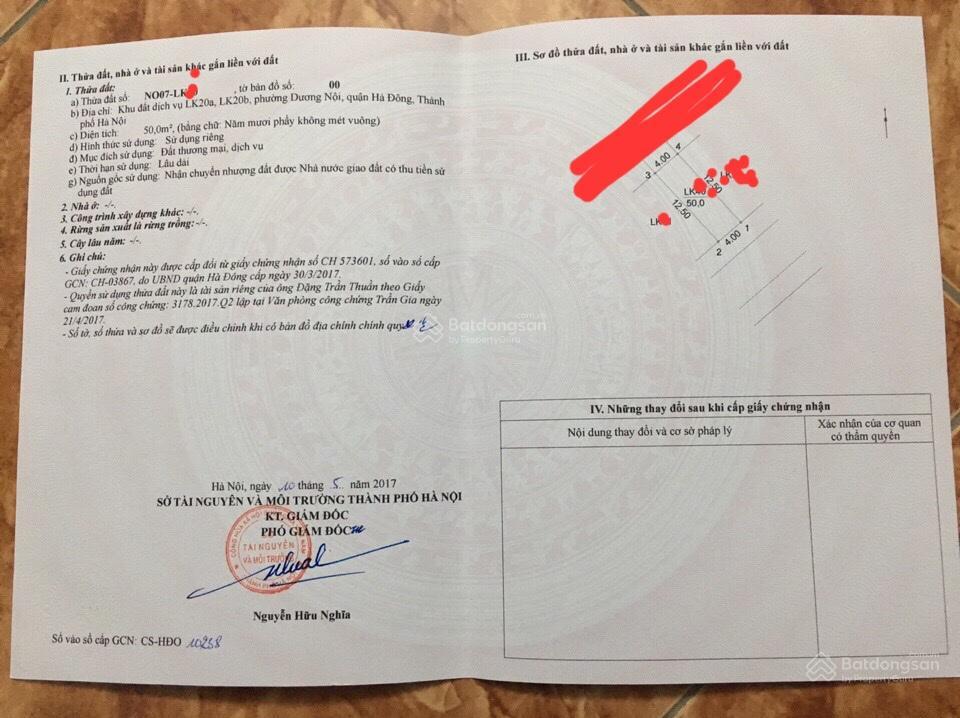 Bán đất khu lk 20ab dương nội, lê trọng tấn, 10,5 tỷ, 50m2, hà đông, hà nội
