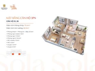 Bán nhanh 3pn, 2wc, 75m2 giá 5,115 tỷ bao phí tại imperia sola park  vinhomes smart city