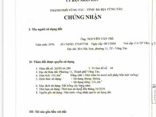 Bán đất mặt tiền đường bắc sơn phường 11 tp. vũng tàu