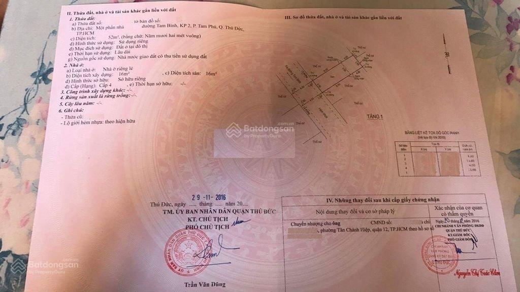 Đất tam bình, hẻm xe hơi, giá 4,2tỷ