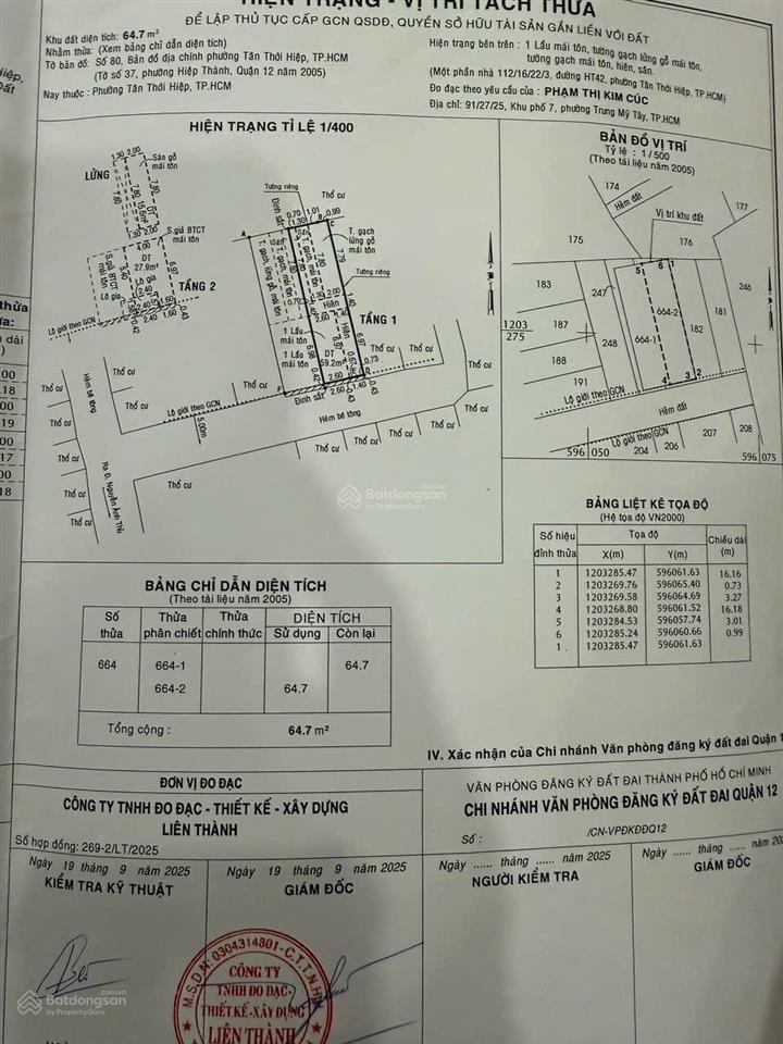 Bán đất 64,7m2 giá 4tỷ tại trần thị hè, hiệp thành, quận 12, hcm