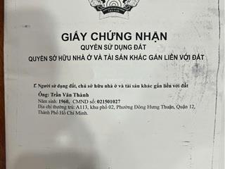 Bán gấp đất nền dự án kdc an sương, 7,5 tỷ, 75m2 tại nguyễn văn quá, tân hưng thuận, q12, hcm