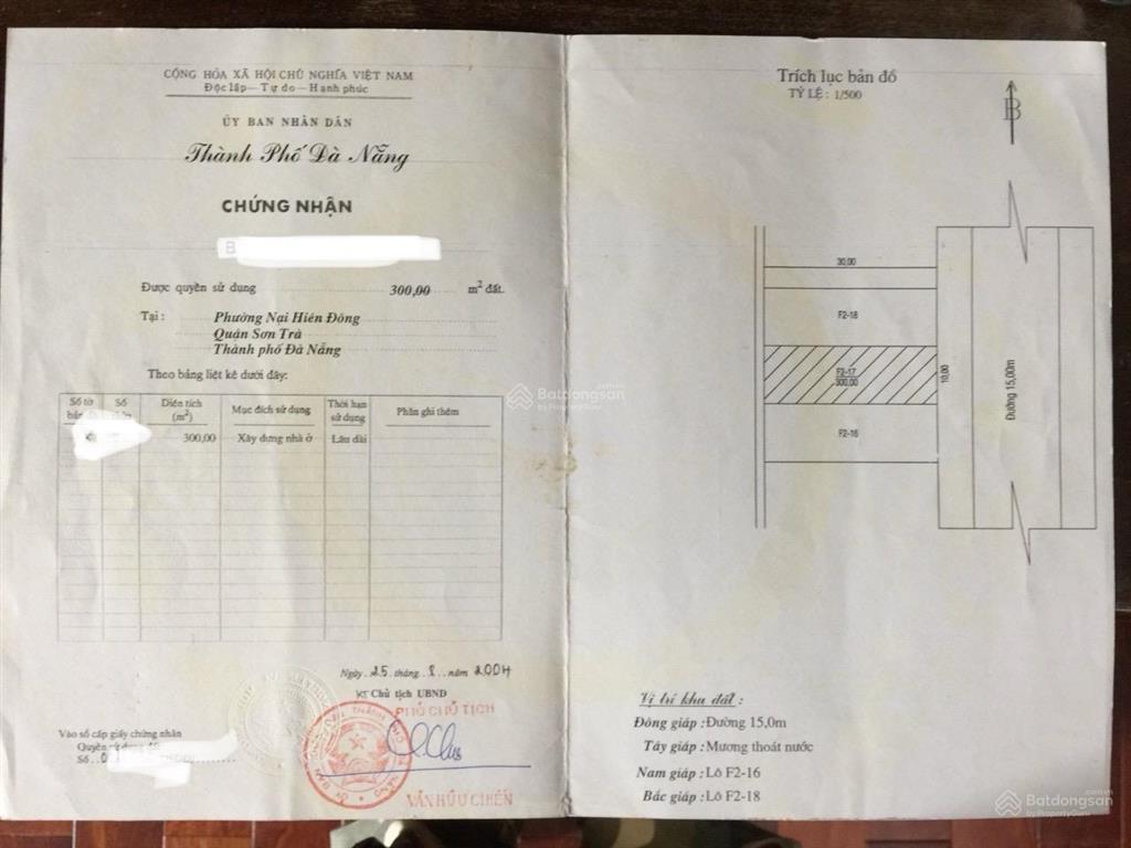 Chính chủ cần bán lô biệt thự 300m2 đường vân đồn, đà nẵng chỉ 85 triệu/m2 giá 26 tỷ