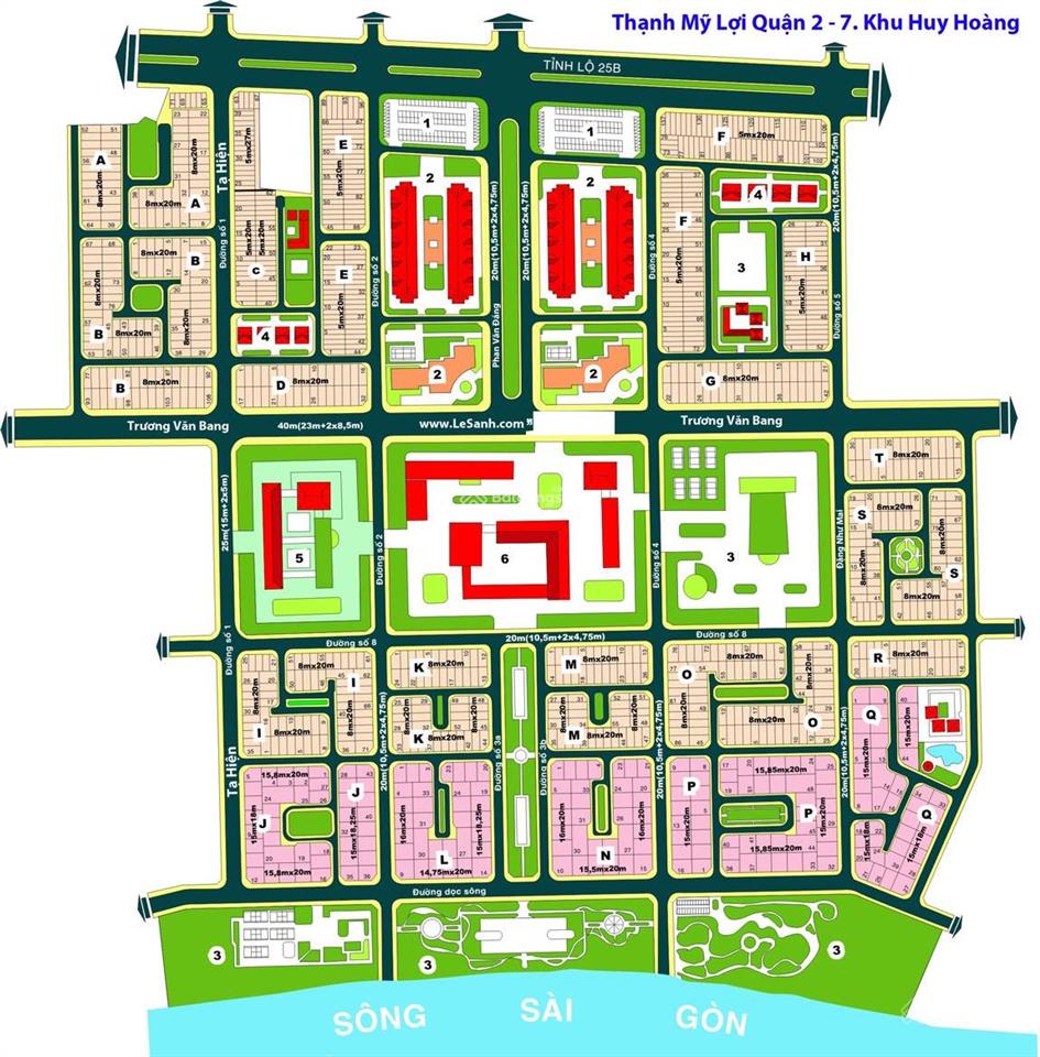 Bán đất nền dự án kdc huy hoàng thạnh mỹ lợi. đường 25m tạ hiện. dt 10mx20m giá 450tr/m2