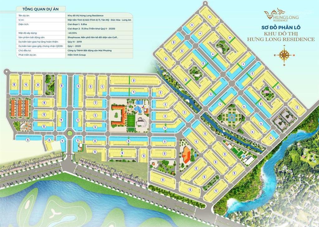Chính chủ bán 9,9tr/m2 lô đất hưng long residence, đối diện sân golf west lake, đức hòa, long an