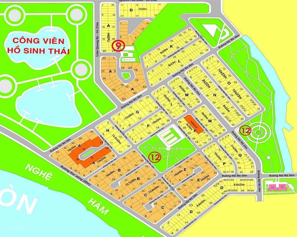 Đất biệt thự thủ thiêm villa(thạnh mỹ lợi cũ )  mt vũ phượng đề ( lg 20m ) ,226m2 ,170 triệu/m2