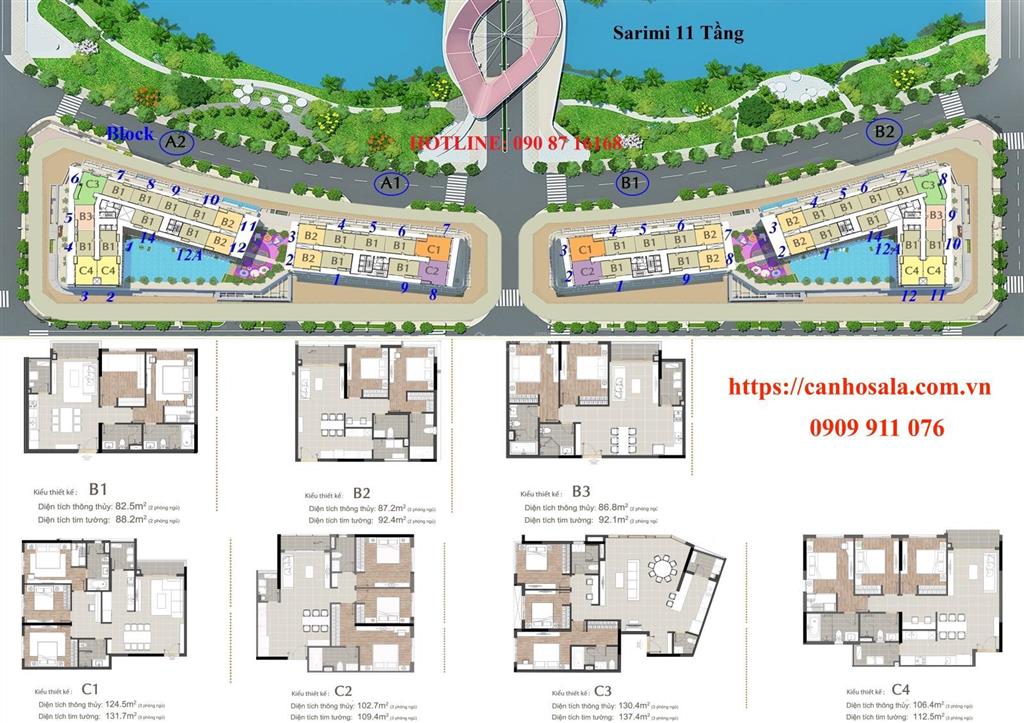 Cho thuê 2 phòng ngủ, sarimi sala, full nội thất