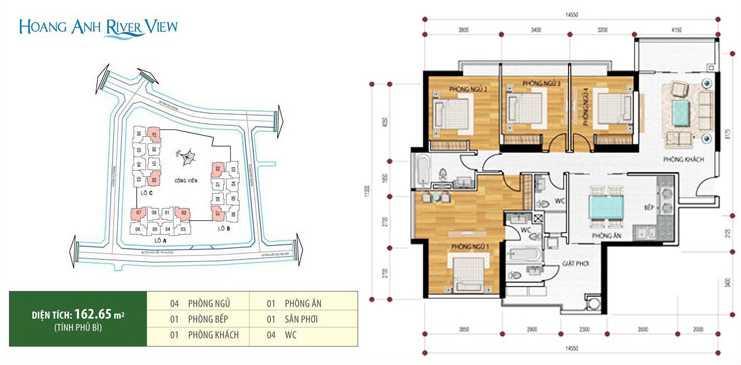Bán gấp căn hộ hoàng anh river view căn góc diện tích 162,65m2, view sông