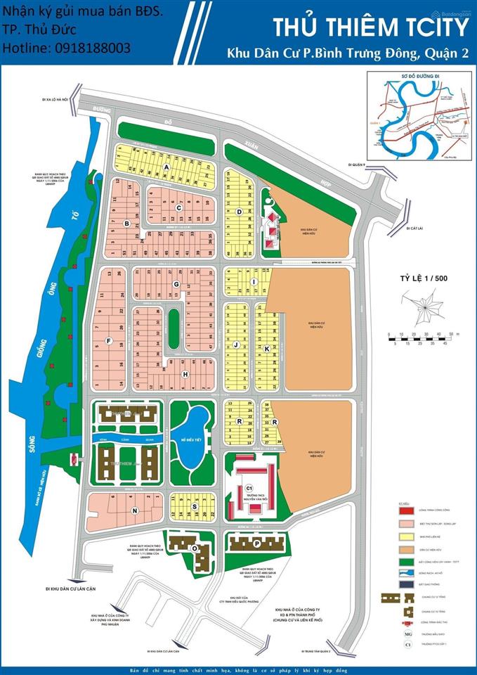 Bán 1 cặp đất dự án đông thủ thiêm ( có sổ cá nhân ) giá 106tr/m trục chính giá 125tr/m