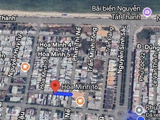 Đất mặt tiền đường hòa minh 16. song song biển nguyễn tất thành. diện tích 83m2 ngang 5m5