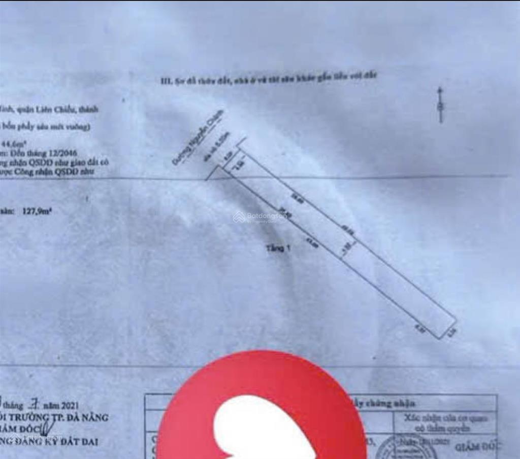 Đất mặt tiền đường nguyễn chánh. hoà minh  diện tích 250m2 ngang 5m