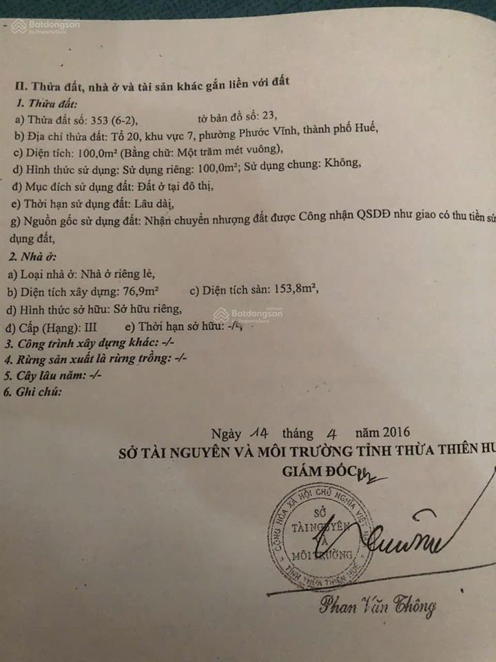 Nhà bán biệt thự 2 tầng, dt 6.25 x 16 = 100m2 tại đặng huy trứ, huế, giá bán nhanh 3.95 tỷ