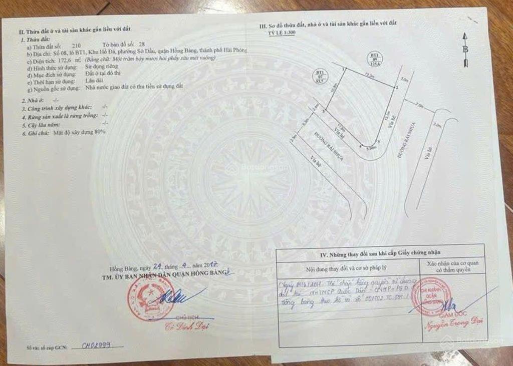 Bán đất dt 514 m2 sở dầu, hồng bàng, hp