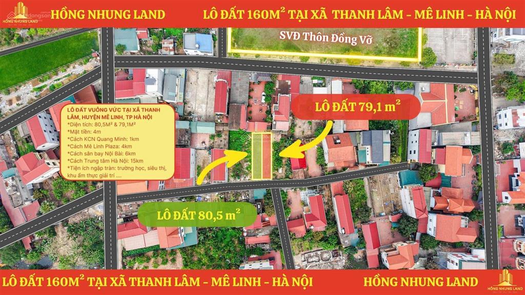 80m2 đất thổ cư ngõ thông ôtô thanh lâm mê linh hà nội giáp khu công nghiệp quang minh, 3tỷ