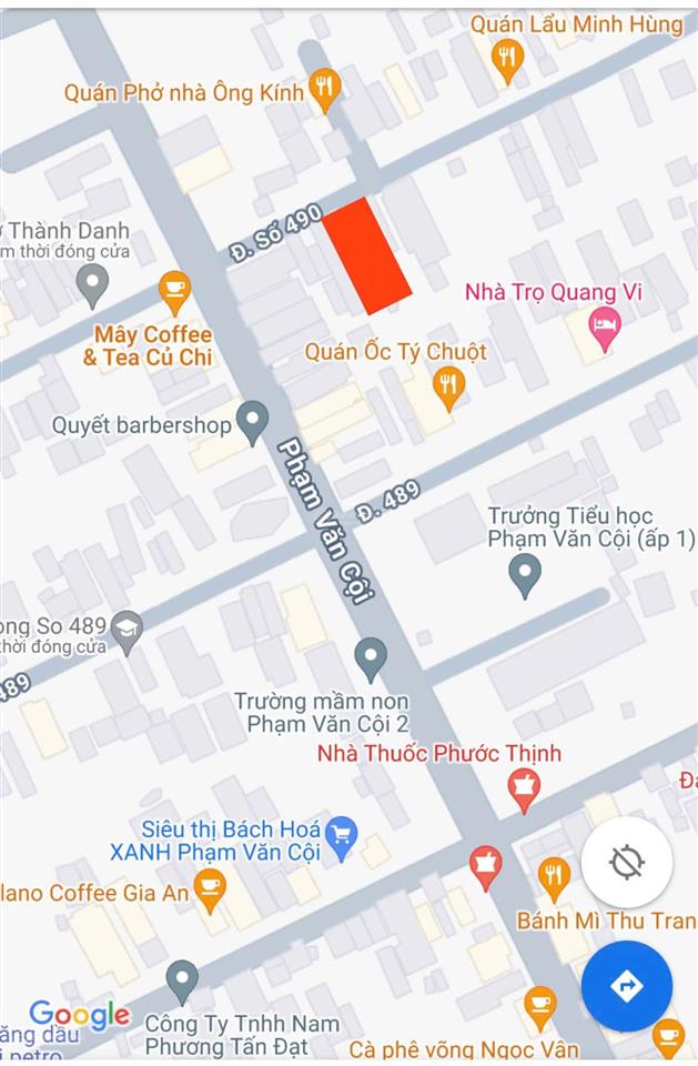 Bán đất củ chi, đất (nhà) mặt tiền đường 490, diện tích 10mx41m tổng 418m2, xã phạm văn cội