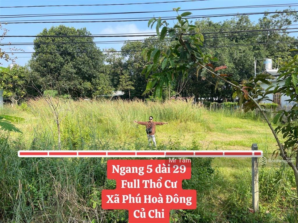 Bán đất củ chi, bán lô đất 1 sẹc đường cây trắc, tổng 140m2 full thổ cư, xã phú hòa đông.