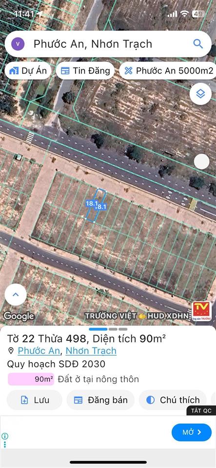 Đất nền tái định cư phước an 90m2 lộ giới 30m. sổ hồng riêng, xây dựng tự do