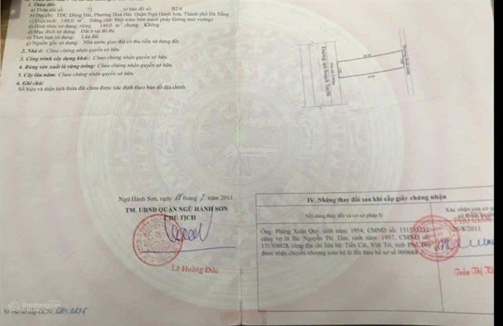 Bán lô đất đường phan đình thông sát bãi tắm tân trà