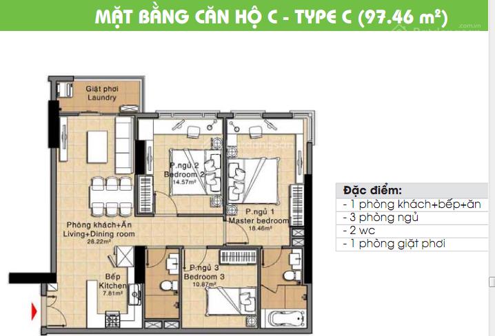 Bán căn hộ chung cư tại the era town. 97m2 3pn 2wc. giá chỉ 3 tỷ 550