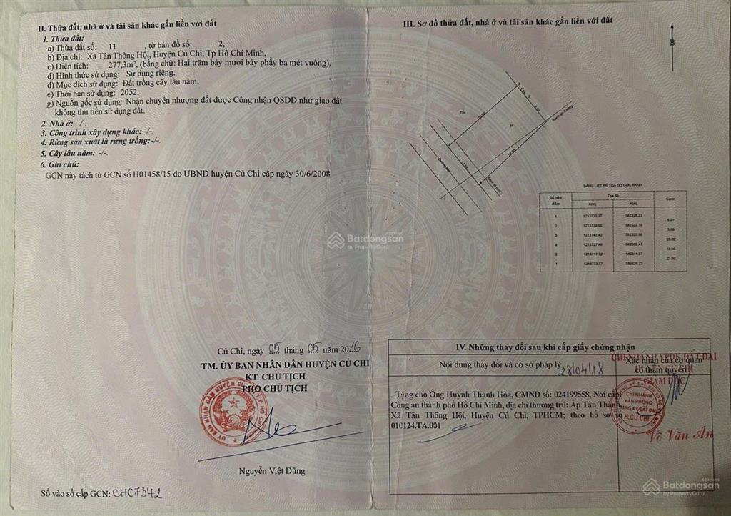 Bán đất tân thông hội gần liêu bình hương 12x23 có 150 thổ cư giá 4,5 tỷ